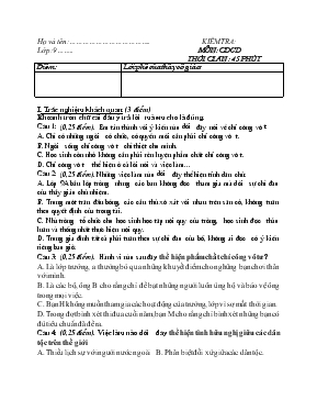 Kiểm tra 45 phút môn Giáo dục công dân 9